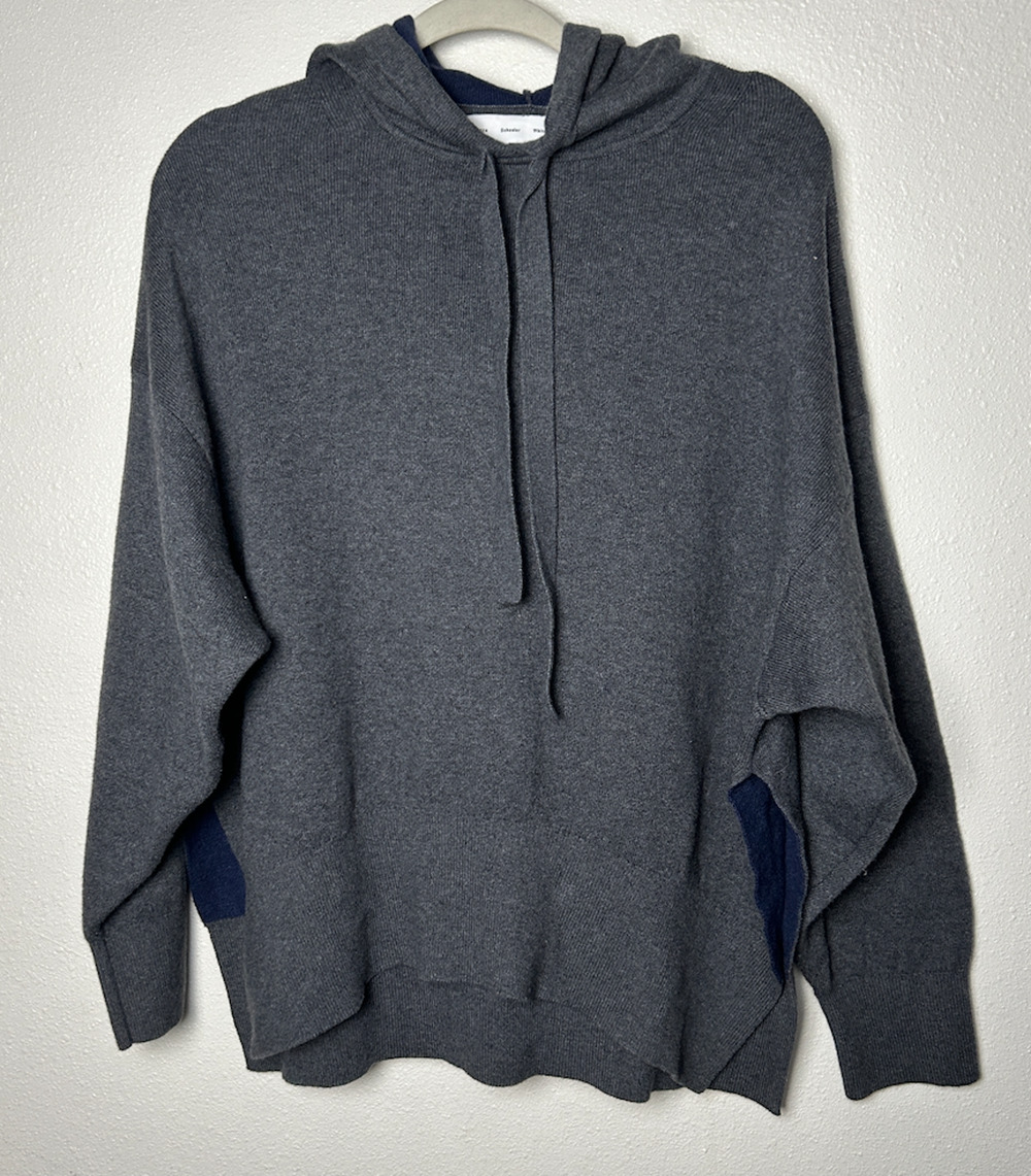 Proenza Schouler White Label Gray Cleo Oversized Hooded Sweatshirt Sz XS